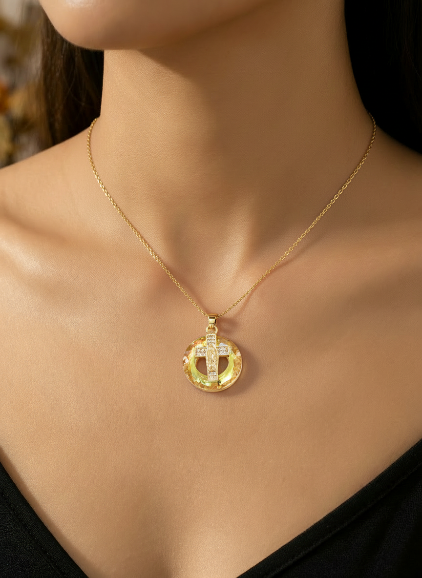 Colar Aura Sacra Amarelo e Dourado