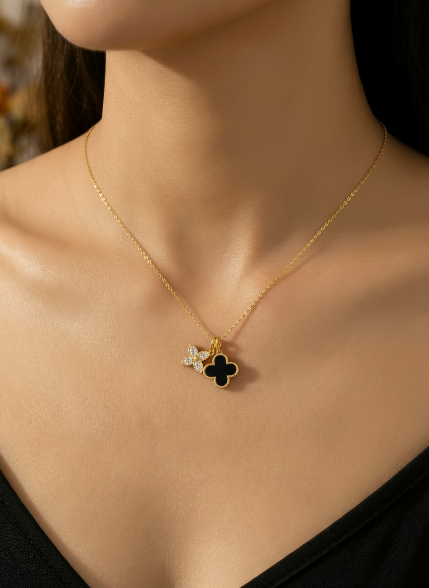 Colar Little Fortunata Preto e Dourado