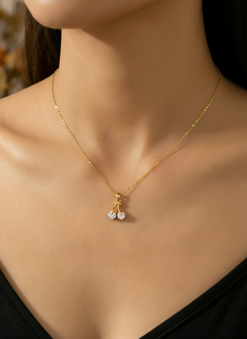 Colar Bright Cherry Dourado