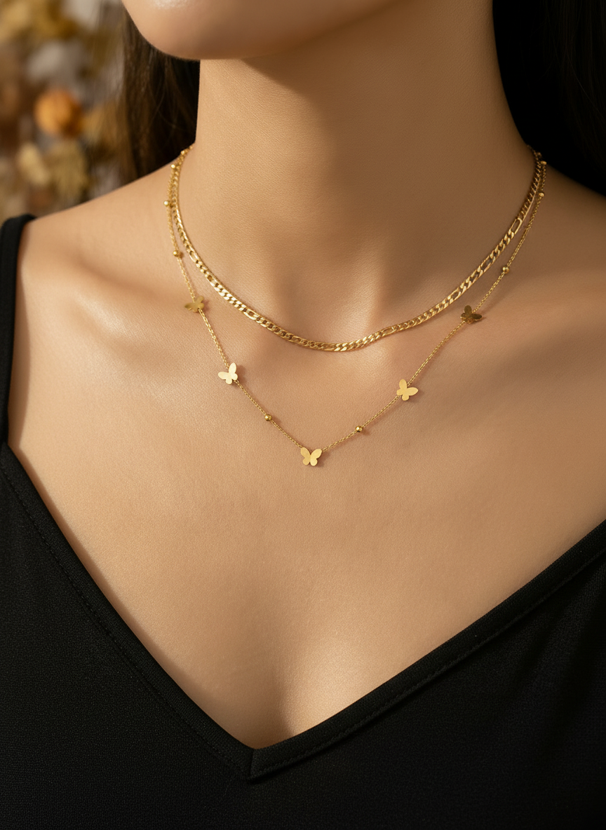 Colar em Camadas Nature Dourado