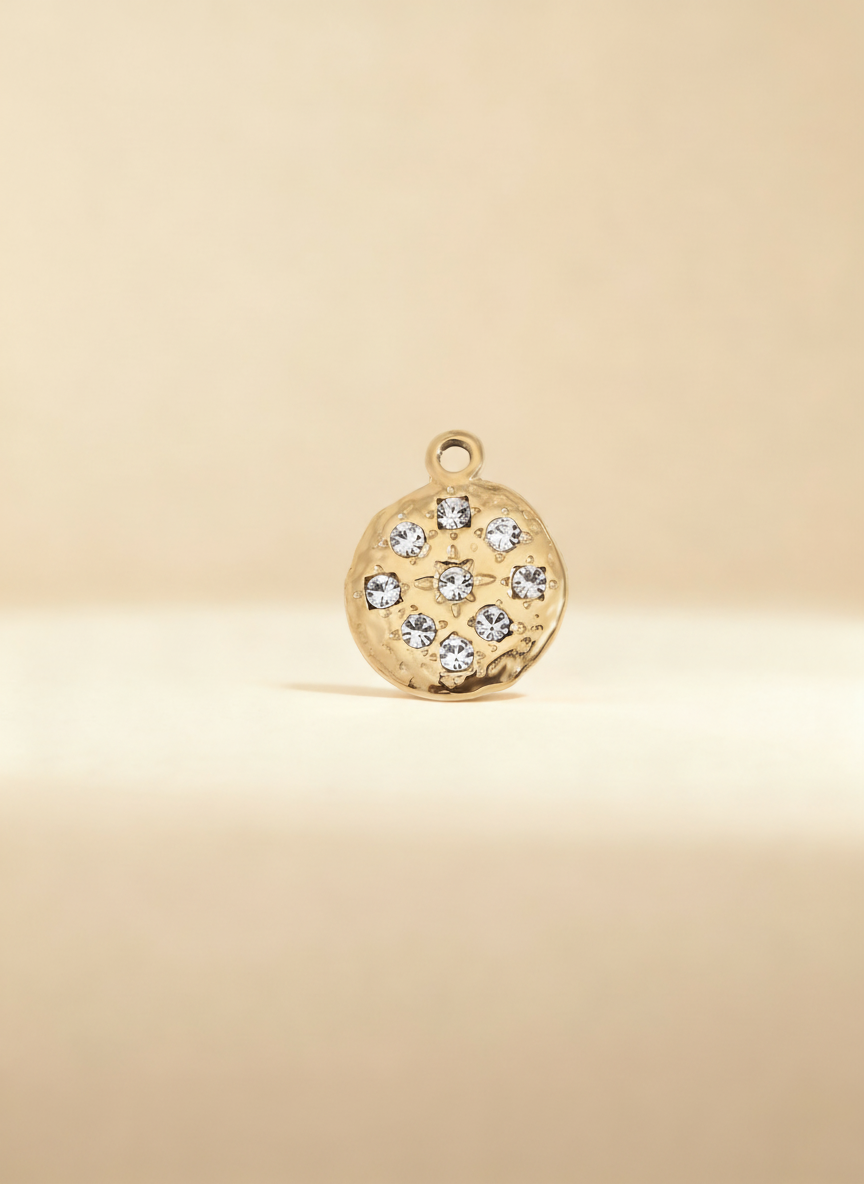 Pingente Rondie Branco e Dourado