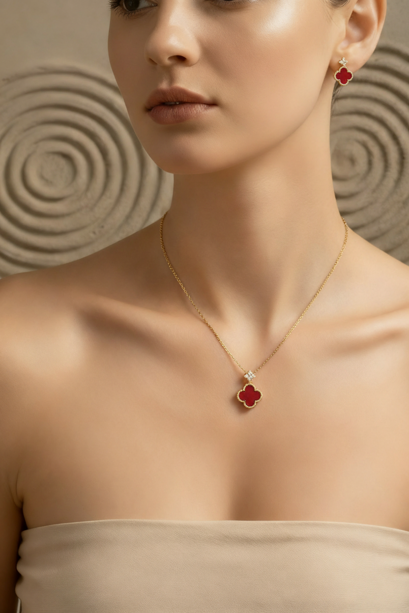 Conjunto Fancy Fortunata Vermelho e Dourado